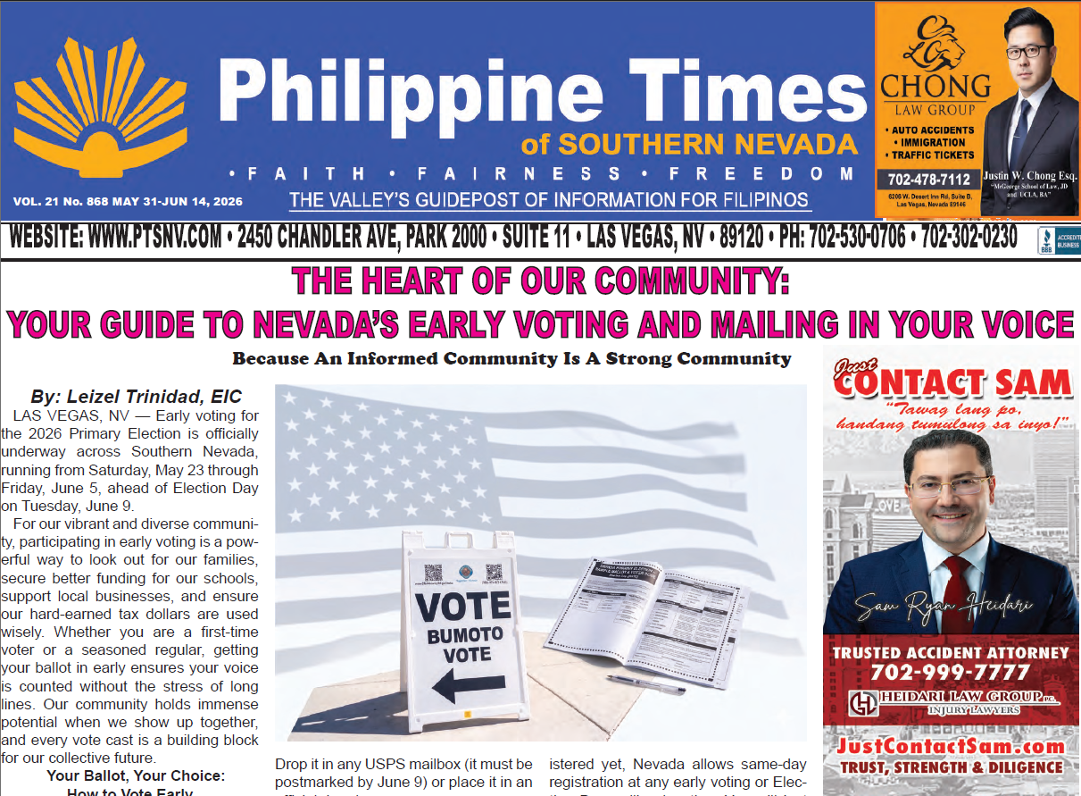 Philippine Times of Southern Nevada — May 31, 2026 Edition (Full Newspaper)