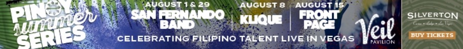 Pinoy Summer Series banner ad promoting live Filipino entertainment at Veil Pavilion, Silverton Casino, with Buy Tickets call to action