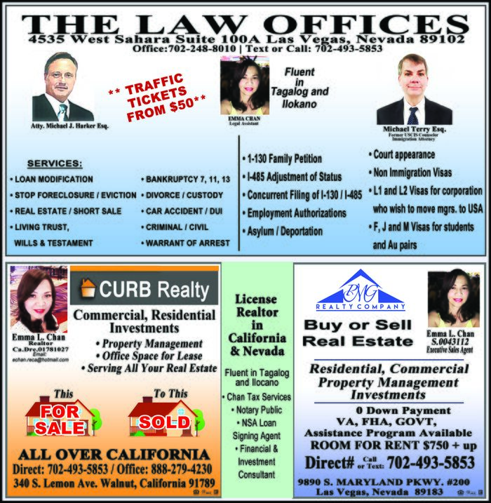 Emma Chan half-page advertisement in the Philippine Times of Southern Nevada