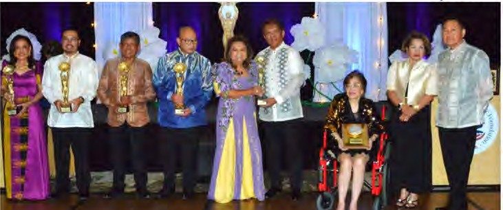 Golden Pearl Award honorees hold their trophies on stage at the 2026 FAHF Gala in the Gold Coast's Nevada Ballroom